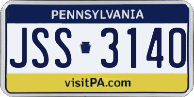 PA license plate JSS3140