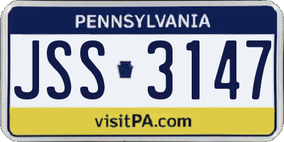 PA license plate JSS3147