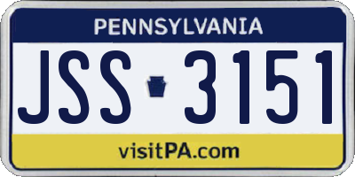 PA license plate JSS3151