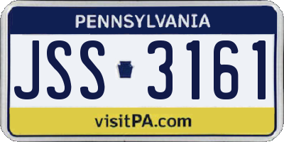 PA license plate JSS3161
