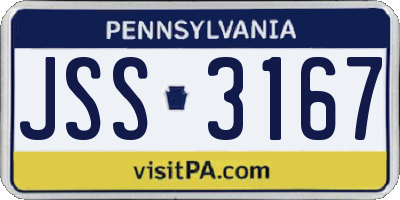 PA license plate JSS3167