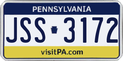 PA license plate JSS3172