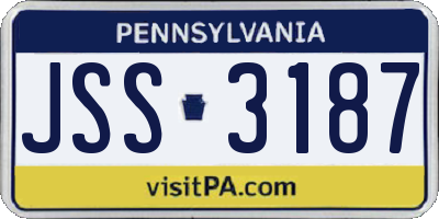 PA license plate JSS3187