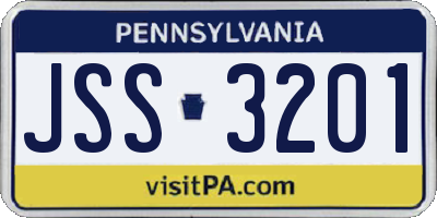 PA license plate JSS3201