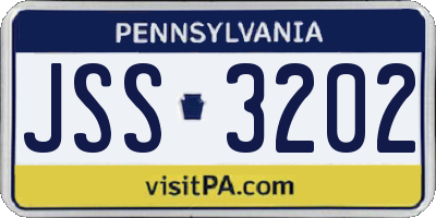 PA license plate JSS3202