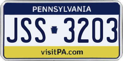 PA license plate JSS3203