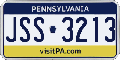 PA license plate JSS3213