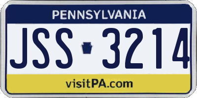 PA license plate JSS3214