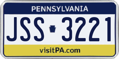 PA license plate JSS3221