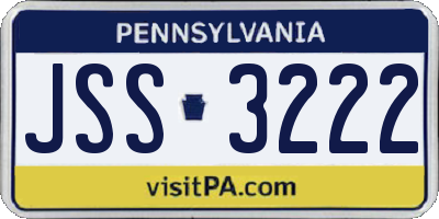 PA license plate JSS3222