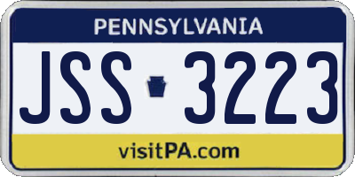 PA license plate JSS3223