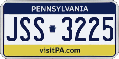 PA license plate JSS3225