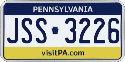 PA license plate JSS3226