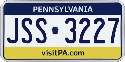 PA license plate JSS3227