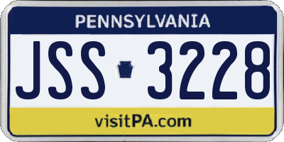 PA license plate JSS3228