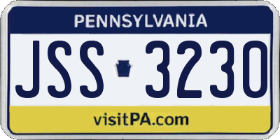 PA license plate JSS3230