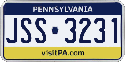 PA license plate JSS3231