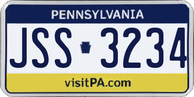PA license plate JSS3234