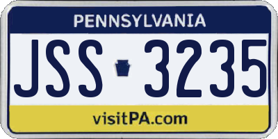 PA license plate JSS3235