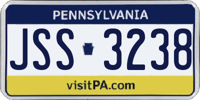 PA license plate JSS3238