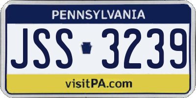 PA license plate JSS3239