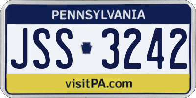 PA license plate JSS3242