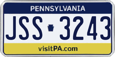 PA license plate JSS3243