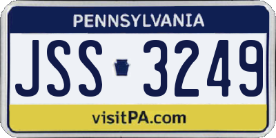 PA license plate JSS3249