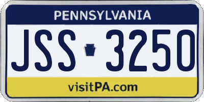 PA license plate JSS3250