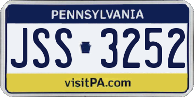 PA license plate JSS3252
