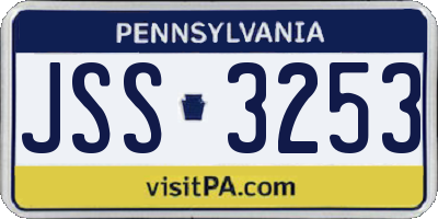 PA license plate JSS3253