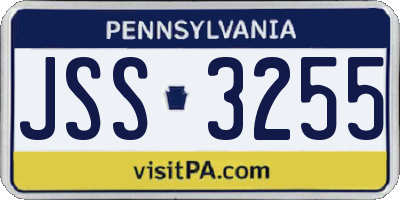 PA license plate JSS3255