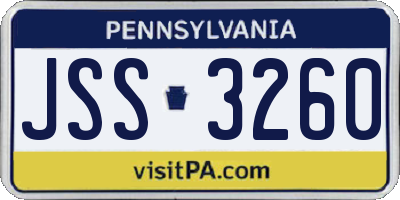 PA license plate JSS3260