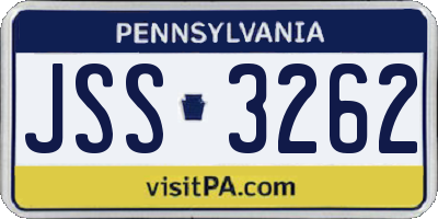 PA license plate JSS3262