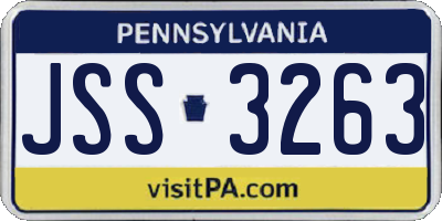 PA license plate JSS3263