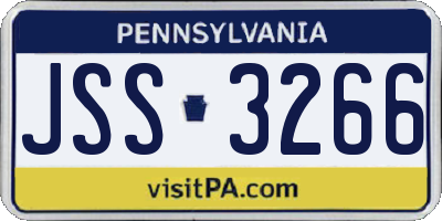 PA license plate JSS3266