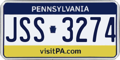PA license plate JSS3274