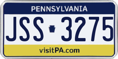 PA license plate JSS3275
