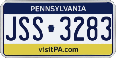 PA license plate JSS3283