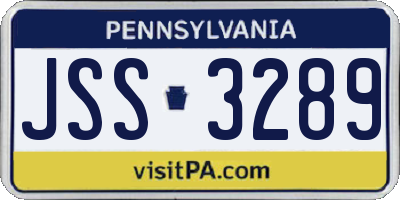 PA license plate JSS3289