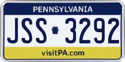 PA license plate JSS3292