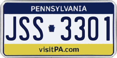 PA license plate JSS3301