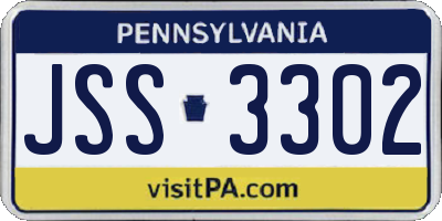 PA license plate JSS3302