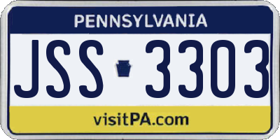PA license plate JSS3303