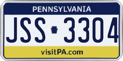 PA license plate JSS3304
