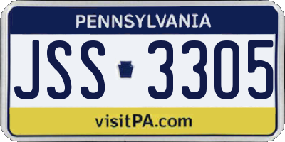 PA license plate JSS3305