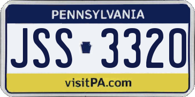 PA license plate JSS3320