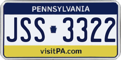 PA license plate JSS3322