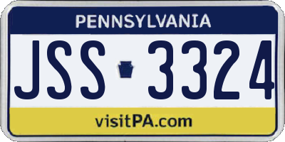 PA license plate JSS3324