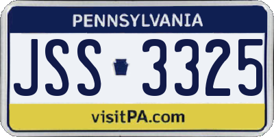 PA license plate JSS3325
